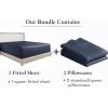 imageCalifornia Design Den 3Piece Bundle  Fitted Sheet with 2 Pillowcases 400 Thread Count 100 Cotton Sateen Deep Pockets Queen Size Indigo Dusty Blue