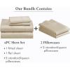 imageCalifornia Design Den 6 Piece Queen Size Sheet Set with 4 Pillowcases 400 Thread Count 100 Cotton Sateen Beige  Golden Tone