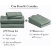 imageCalifornia Design Den 6 Piece Queen Size Sheet Set with 4 Pillowcases 400 Thread Count 100 Cotton Sateen Sage Green