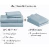imageCalifornia Design Den 6 Piece Queen Size Sheet Set with 4 Pillowcases 400 Thread Count 100 Cotton Sateen Sky Blue