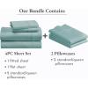 imageCalifornia Design Den 6 Piece Queen Size Sheet Set with 4 Pillowcases 400 Thread Count 100 Cotton Sateen Teal