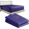 imageCalifornia Design Den 3Piece Bundle  Fitted Sheet with 2 Pillowcases 400 Thread Count 100 Cotton Sateen Deep Pockets Queen Size Dark Purple