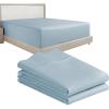 imageCalifornia Design Den 3Piece Bundle  Fitted Sheet with 2 Pillowcases 400 Thread Count 100 Cotton Sateen Deep Pockets Queen Size Sky Blue