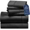 imageCalifornia Design Den 6 Piece Queen Size Sheet Set with 4 Pillowcases 400 Thread Count 100 Cotton Sateen Black