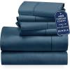 imageCalifornia Design Den 6 Piece Queen Size Sheet Set with 4 Pillowcases 400 Thread Count 100 Cotton Sateen Peacock Blue