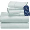 imageCalifornia Design Den 6 Piece Queen Size Sheet Set with 4 Pillowcases 400 Thread Count 100 Cotton Sateen Seafoam