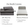 image5 Piece California King Size Sheet Set Grey and Waterproof Mattress Protector White Bundle  100 Organic Cotton Percale 4 Piece Sheet Set with 1 Mattress Protector