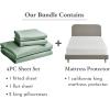image5 Piece California King Size Sheet Set Mint Green and Waterproof Mattress Protector Bundle White  100 Egyptian Cotton Sateen 4 Piece Sheet Set with 1 Mattress Protector