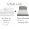 image5 Piece California King Size Sheet Set and Waterproof Mattress Protector Bundle  600 Thread Count 100 Cotton Sateen 4 Piece Sheet Set with 1 Mattress Protector White