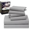 image100 Egyptian Cotton Percale Bundle  6 Piece California King Size Sheet Set with 4 Pillowcases  Light Grey