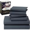 image100 Egyptian Cotton Percale Bundle  6 Piece California King Size Sheet Set with 4 Pillowcases  Mineral Blue