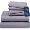 image6 Piece California King Size Sheet Set with 4 Pillowcases 600 Thread Count 100 Cotton Sateen Lavender