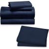 image6 Piece California King Size Sheet Set with 4 Pillowcases Rayon from Bamboo Sateen Navy Blue