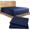 imageCalifornia Design Den Bedding Bundle  Cal King Fitted Sheet with 2 Pillowcases 100 Organic Cotton Percale Navy