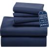imageCalifornia Design Den Bedding Bundle  Cal King Sheet Set with 4 Pillowcases 100 Organic Cotton Percale Navy