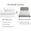 image5 Piece Bedding Bundle  4 Piece White Sheet Set 800 Thread Count 100 Cotton Sateen with 1 White Mattress Protector  California King