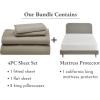 image5 Piece California King Size Sheet Set Cool Taupe and Waterproof Mattress Protector White Bundle  600 Thread Count 100 Cotton Sateen 4 Piece Sheet Set with 1 Mattress Protector