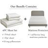 image5 Piece California King Size Sheet Set Ivory  Cream Tone and Waterproof Mattress Protector Bundle White  100 Egyptian Cotton Sateen 4 Piece Sheet Set with 1 Mattress Protector
