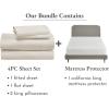 image5 Piece California King Size Sheet Set Ivory  Cream Tone and Waterproof Mattress Protector White Bundle  100 Organic Cotton Percale 4 Piece Sheet Set with 1 Mattress Protector