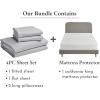 image5 Piece California King Size Sheet Set Light Grey and Waterproof Mattress Protector Bundle White  100 Egyptian Cotton Sateen 4 Piece Sheet Set with 1 Mattress Protector