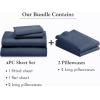 image6 Piece California King Size Sheet Set with 4 Pillowcases 600 Thread Count 100 Cotton Sateen Navy Blue