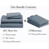image6 Piece California King Size Sheet Set with 4 Pillowcases 600 Thread Count 100 Cotton Sateen Pastel Blue