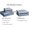 imageBedding Bundle  California King Sheet Set with 4 Pillowcases 100 Egyptian Cotton Sateen Blue Hydrangea
