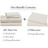 imageCalifornia Design Den Bedding Bundle  Cal King Sheet Set with 4 Pillowcases 100 Organic Cotton Percale Ivory  Cream Tone