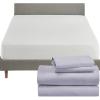 image5 Piece Bedding Bundle  4 Piece Lavender Sheet Set 800 Thread Count 100 Cotton Sateen with 1 White Mattress Protector  California King