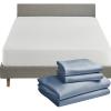 image5 Piece California King Size Sheet Set Blue Hydrangea and Waterproof Mattress Protector Bundle White  100 Egyptian Cotton Sateen 4 Piece Sheet Set with 1 Mattress Protector