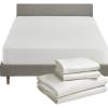image5 Piece California King Size Sheet Set Ivory  Cream Tone and Waterproof Mattress Protector Bundle White  100 Egyptian Cotton Sateen 4 Piece Sheet Set with 1 Mattress Protector