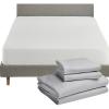 image5 Piece California King Size Sheet Set Light Grey and Waterproof Mattress Protector Bundle White  100 Egyptian Cotton Sateen 4 Piece Sheet Set with 1 Mattress Protector
