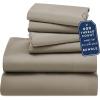 image6 Piece California King Size Sheet Set with 4 Pillowcases 600 Thread Count 100 Cotton Sateen Cool Taupe