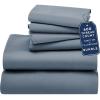 image6 Piece California King Size Sheet Set with 4 Pillowcases 600 Thread Count 100 Cotton Sateen Pastel Blue