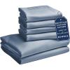 imageBedding Bundle  California King Sheet Set with 4 Pillowcases 100 Egyptian Cotton Sateen Blue Hydrangea