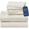 imageCalifornia Design Den Bedding Bundle  Cal King Sheet Set with 4 Pillowcases 100 Organic Cotton Percale Ivory  Cream Tone